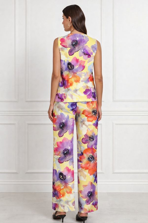 Spandex Floral Print Jacket & Pant Co-Ord Set for Women
