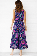 Spandex Floral Print Crop Top & Pant Co-Ord Set for Women