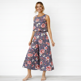 Spandex Floral Print Crop Top & Pant Co-Ord Set for Women
