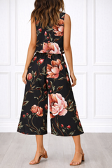 Spandex Floral Print Crop Top & Pant Co-Ord Set for Women