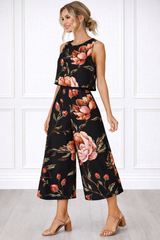 Spandex Floral Print Crop Top & Pant Co-Ord Set for Women