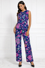 Spandex Floral Print Jacket & Pant Co-Ord Set for Women