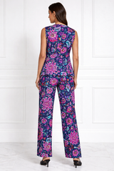 Spandex Floral Print Jacket & Pant Co-Ord Set for Women