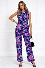 Spandex Floral Print Jacket & Pant Co-Ord Set for Women