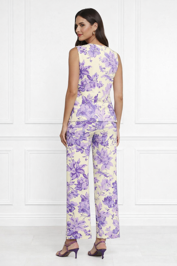 Spandex Floral Print Jacket & Pant Co-Ord Set for Women