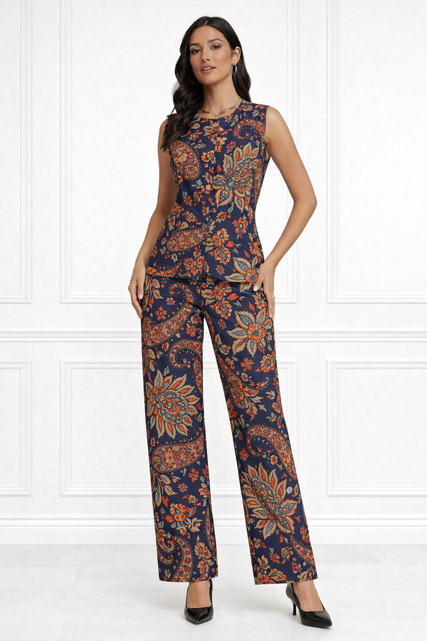 Spandex Floral Print Jacket &amp; Pant Co-Ord Set for Women