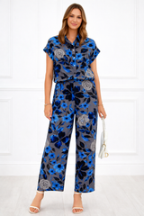 Women Printed Half Sleeve Spandex Shirt & Pant Co-Ord Set