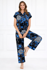 Women Printed Half Sleeve Spandex Shirt & Pant Co-Ord Set