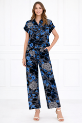 Women Printed Half Sleeve Spandex Shirt & Pant Co-Ord Set