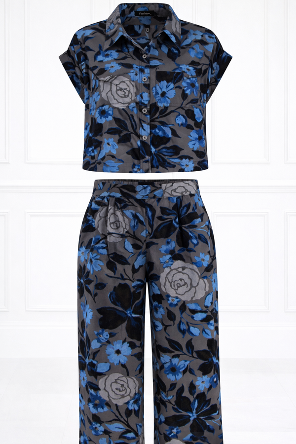 Women Printed Half Sleeve Spandex Shirt & Pant Co-Ord Set