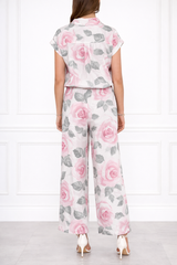 Women’s Floral Printed Spandex Short Sleeve Shirt & Pant Co-Ord Set 🌺