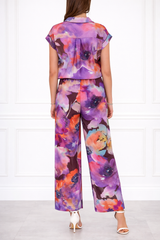 Women’s Floral Printed Spandex Short Sleeve Shirt & Pant Co-Ord Set 🌺