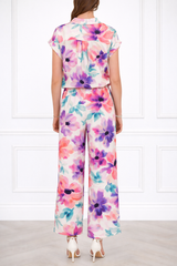 Women’s Floral Printed Spandex Short Sleeve Shirt & Pant Co-Ord Set 🌺