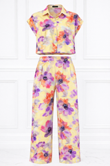 Women’s Floral Printed Spandex Short Sleeve Shirt & Pant Co-Ord Set 🌺