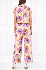 Women’s Floral Printed Spandex Short Sleeve Shirt & Pant Co-Ord Set 🌺