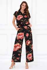 Women Printed Short Sleeve Spandex Shirt & Pant Co-Ord Set