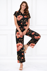 Women Printed Short Sleeve Spandex Shirt & Pant Co-Ord Set
