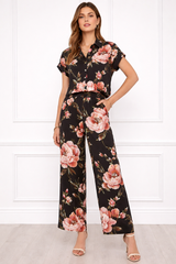 Women Printed Short Sleeve Spandex Shirt & Pant Co-Ord Set