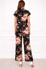 Women Printed Short Sleeve Spandex Shirt & Pant Co-Ord Set