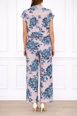 Women Printed Short Sleeve Spandex Shirt & Pant Co-Ord Set