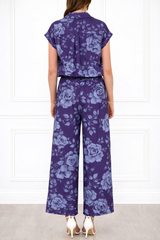 Women’s Floral Printed Spandex Short Sleeve Shirt & Pant Co-Ord Set 🌺