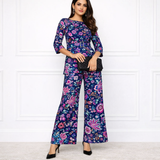 🌸 Women’s Spandex Floral Printed Boat Neck Top & Pant Co-Ord Set 🌸