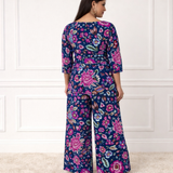 🌸 Women’s Spandex Floral Printed Boat Neck Top & Pant Co-Ord Set 🌸