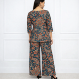 🌸 Women’s Spandex Floral Printed Boat Neck Top & Pant Co-Ord Set 🌸