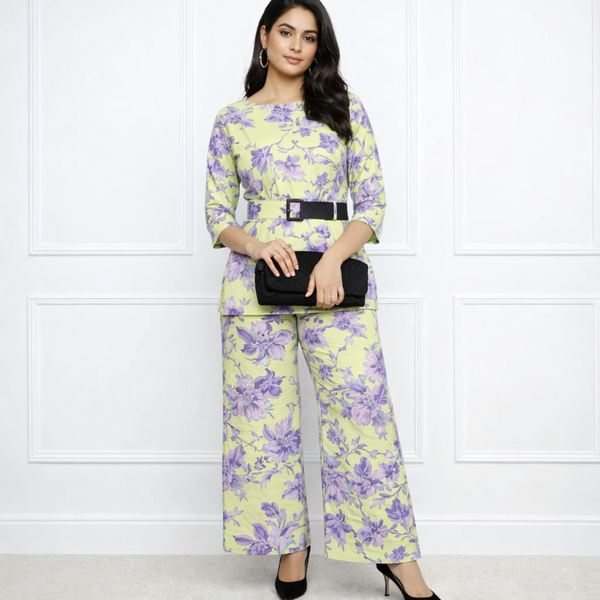 🌸 Women’s Floral Printed Spandex Top & Pant Co-Ord Set 🌸  Stylish | Stretchable | Everyday Comfort