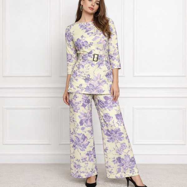 🌸 Women’s Floral Printed Spandex Top & Pant Co-Ord Set 🌸  Stylish | Stretchable | Everyday Comfort