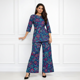 🌸 Women’s Floral Printed Spandex Top & Pant Co-Ord Set 🌸