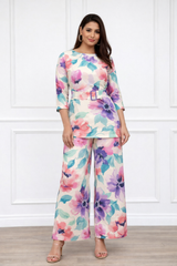 🌸 Women’s Floral Printed Spandex Top & Pant Co-Ord Set 🌸
