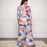 🌸 Women’s Floral Printed Spandex Top & Pant Co-Ord Set 🌸