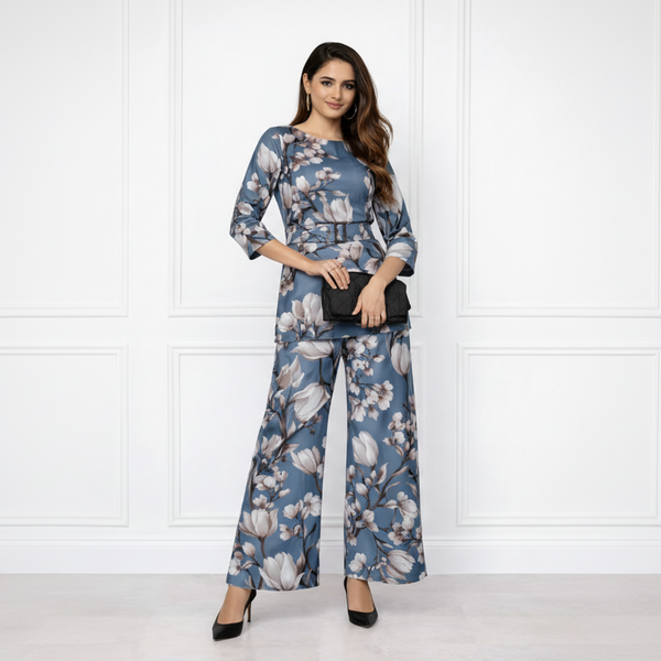 🌸 Women’s Floral Printed Spandex Top & Pant Co-Ord Set 🌸