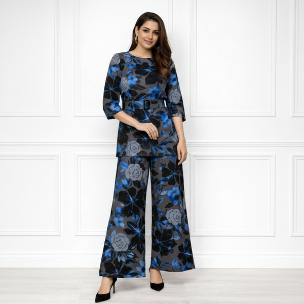 🌸 Women’s Floral Printed Spandex Top & Pant Co-Ord Set 🌸