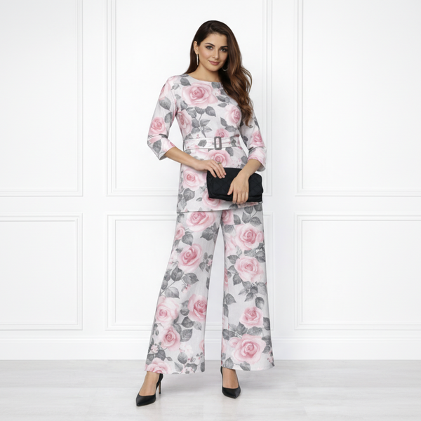 🌸 Women’s Floral Printed Spandex Top & Pant Co-Ord Set 🌸