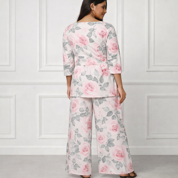🌸 Women’s Floral Printed Spandex Top & Pant Co-Ord Set 🌸
