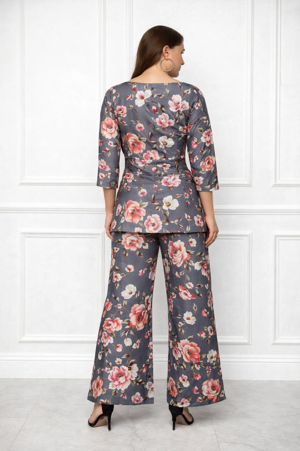 🌸 Women’s Floral Printed Spandex Top & Pant Co-Ord Set 🌸