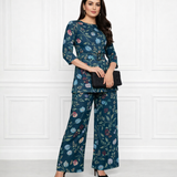 🌸 Women’s Floral Printed Spandex Top & Pant Co-Ord Set 🌸