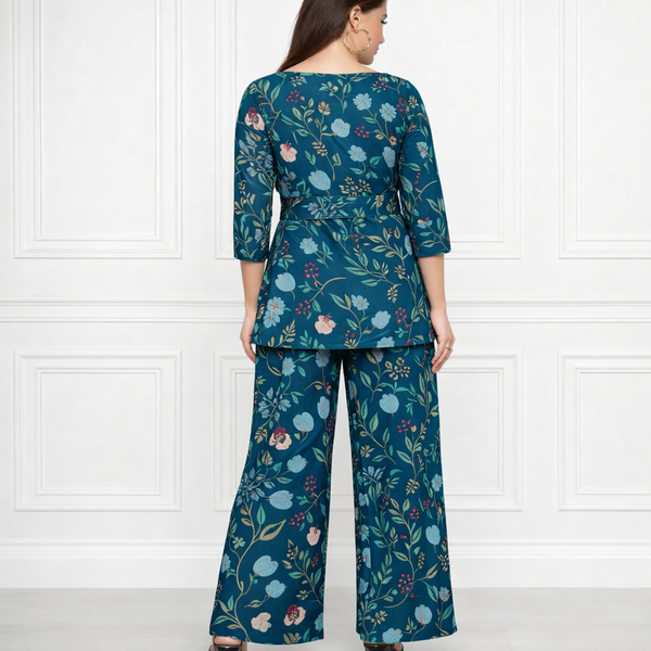 🌸 Women’s Floral Printed Spandex Top & Pant Co-Ord Set 🌸