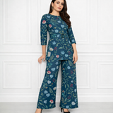 🌸 Women’s Floral Printed Spandex Top & Pant Co-Ord Set 🌸