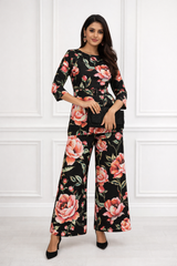 🌸 Women’s Floral Printed Spandex Top & Pant Co-Ord Set 🌸