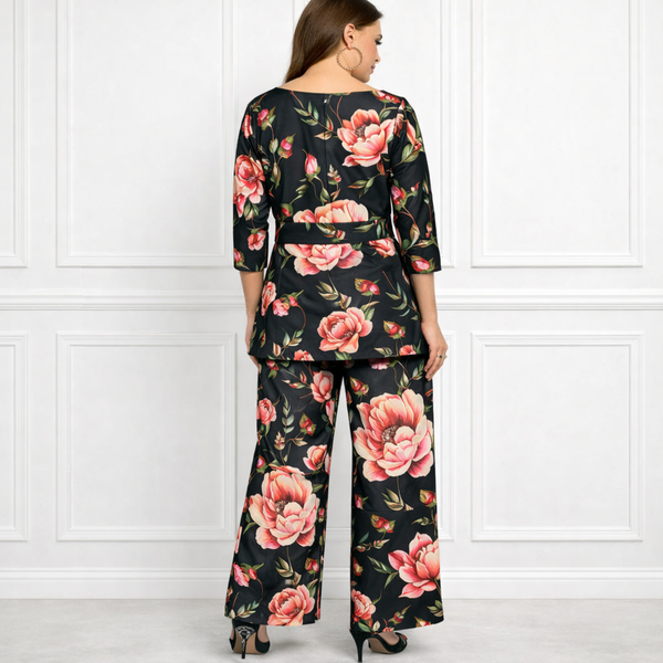 🌸 Women’s Floral Printed Spandex Top & Pant Co-Ord Set 🌸