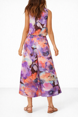 Spandex Floral Print Crop Top & Pant Co-Ord Set for Women