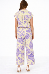 Women Printed Short Sleeve Spandex Shirt & Pant Co-Ord Set