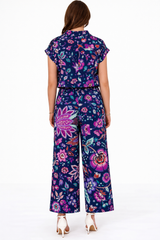 Women Printed Short Sleeve Spandex Shirt & Pant Co-Ord Set