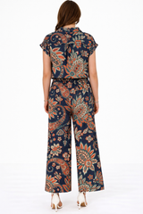 Women Printed Short Sleeve Spandex Shirt & Pant Co-Ord Set