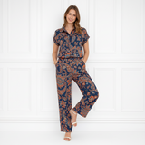 Women Printed Short Sleeve Spandex Shirt & Pant Co-Ord Set