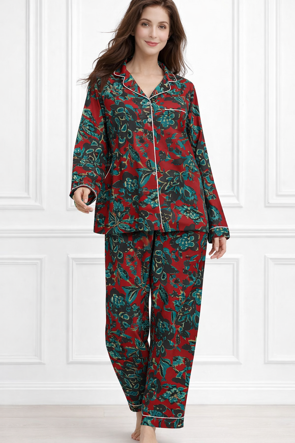 🌺 Women Floral Printed Spandex Top & Pant – 2-Piece Co-Ord Set 🌺