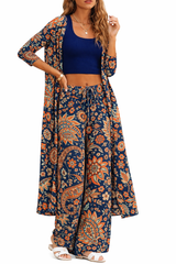 🌸 Women Floral Printed Spandex Shrug, Top & Pant – 3-Piece Co-Ord Set 🌸